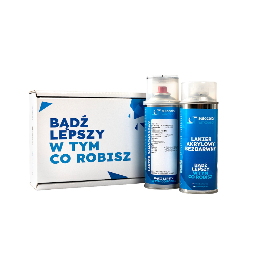 Lakier samochodowy w sprayu 400 ml każdy kolor + lakier bezbarwny 400 ml